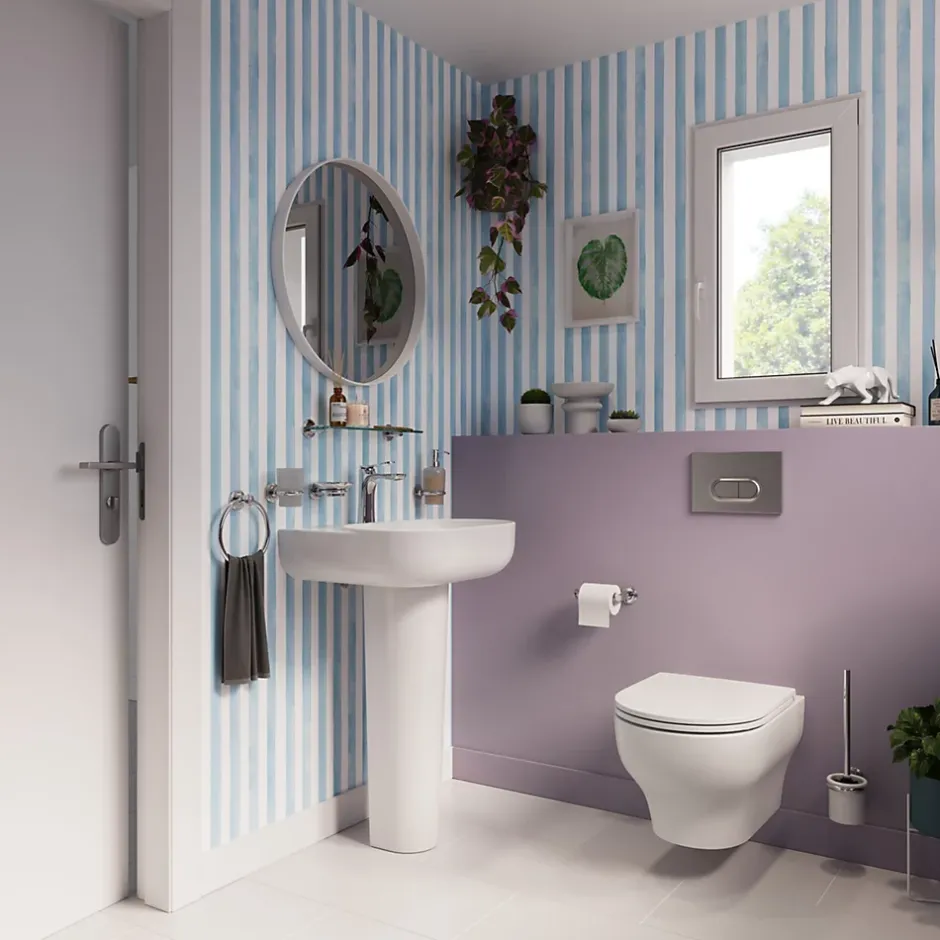 GoodHome Étagère de salle de bain en verre et acier inoxydable chromé H.40 cm Endell