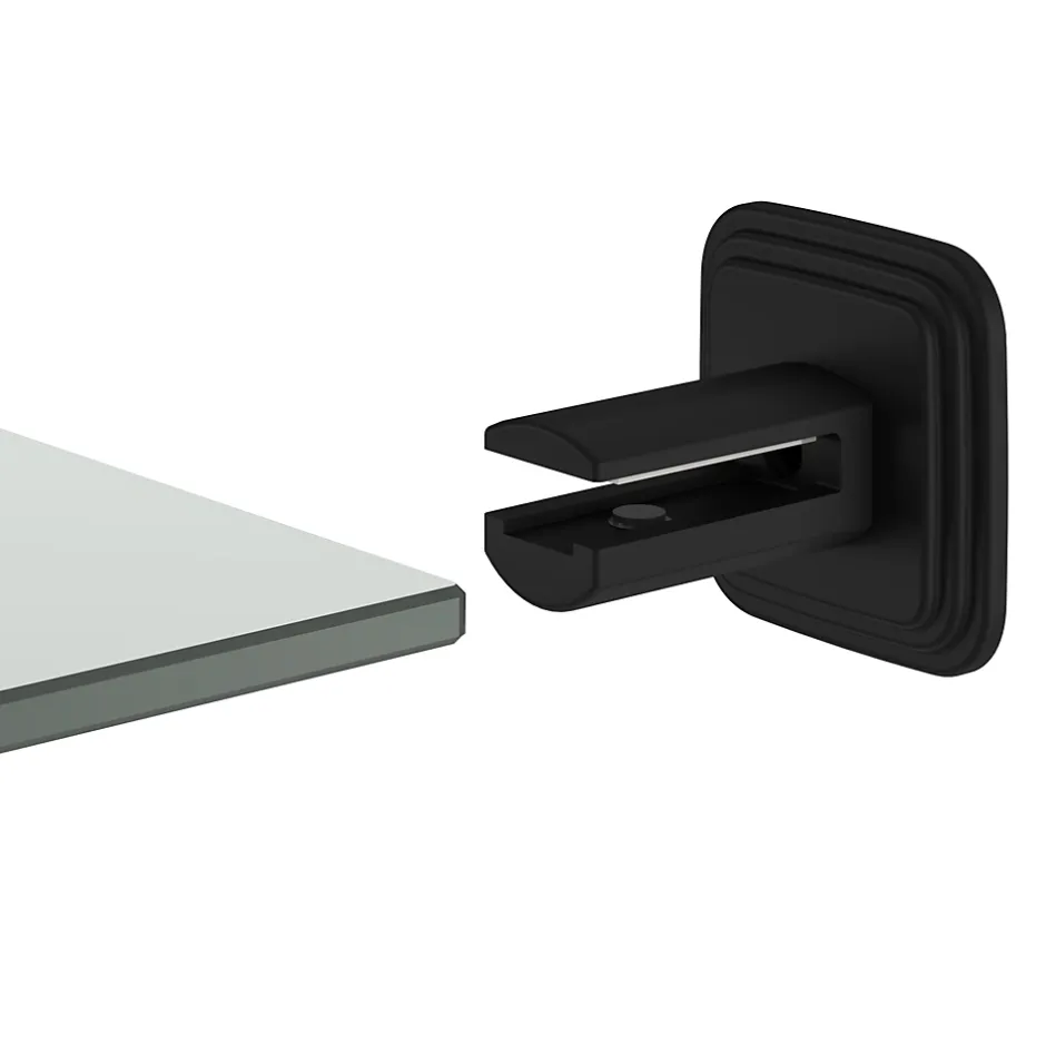 GoodHome Étagère de salle de bain en verre et acier inoxydable noir H.40 cm Teesta* Etagère Salle De Bains