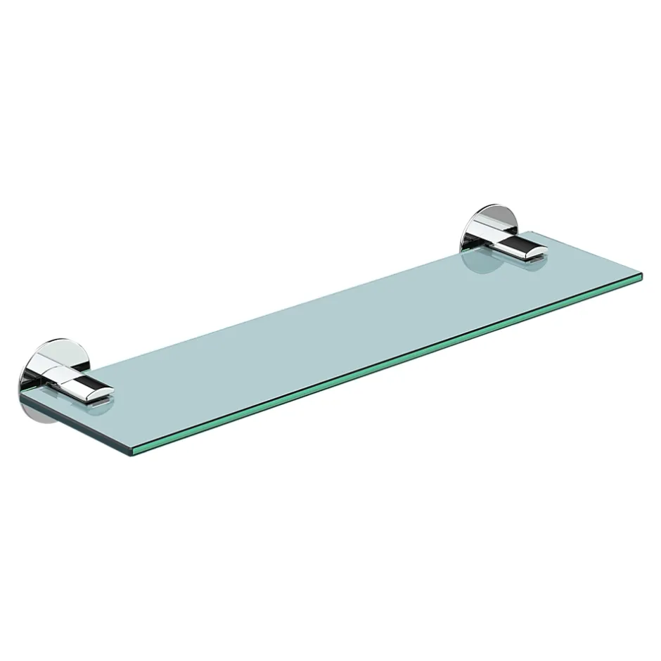 GoodHome Étagère de salle de bain en verre et acier inoxydable chromé H.40 cm Cavally* Etagère Salle De Bains