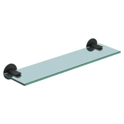 GoodHome Étagère de salle de bain en verre et acier inoxydable noir H.40 cm Cavally