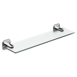 GoodHome Étagère de salle de bain en verre et acier inoxydable chromé H.40 cm Teesta