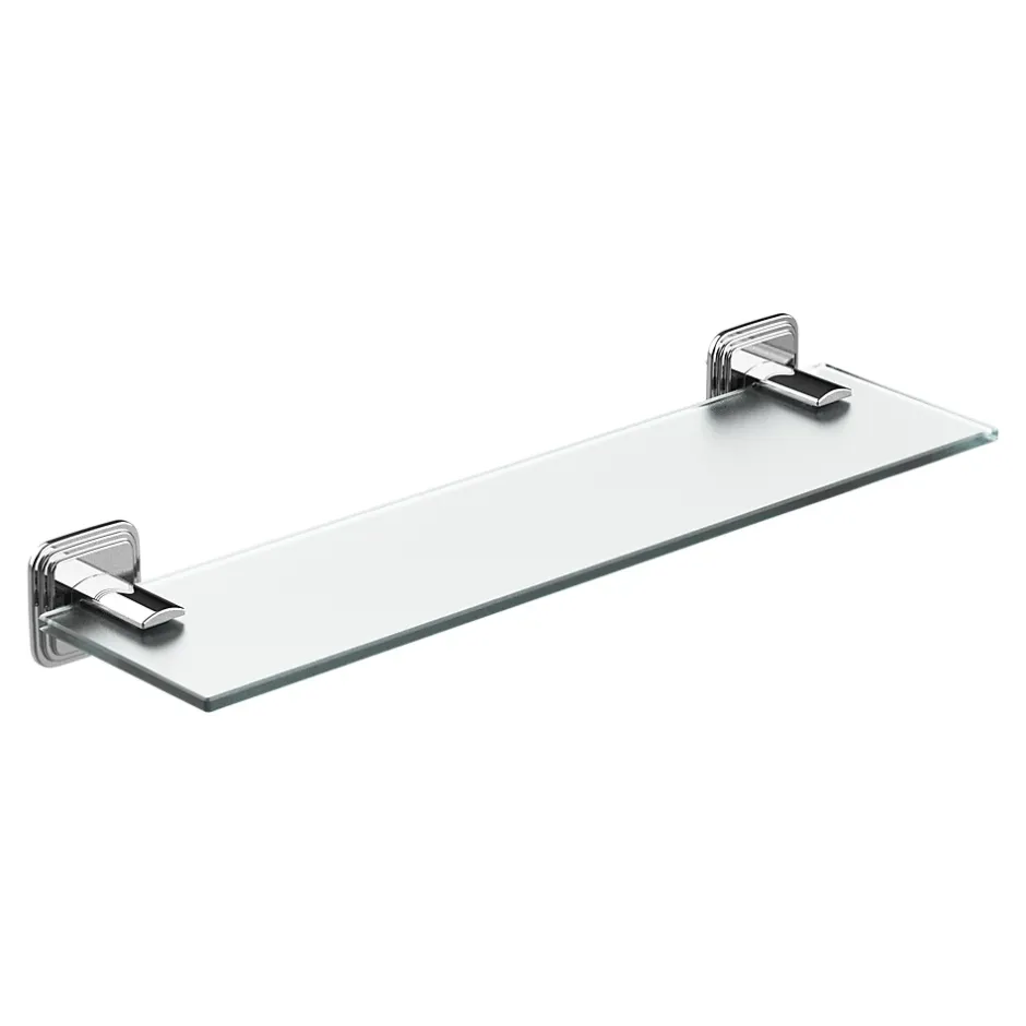 GoodHome Étagère de salle de bain en verre et acier inoxydable chromé H.40 cm Teesta