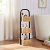 [En.Casa] Étagère de salle de bain Tervola 73x23x18,5cm noir naturel aspect rotin en.casa* Etagère Salle De Bains