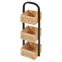[En.Casa] Étagère de salle de bain Tervola 73x23x18,5cm noir naturel aspect rotin en.casa* Etagère Salle De Bains