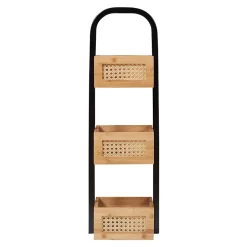[En.Casa] Étagère de salle de bain Tervola 73x23x18,5cm noir naturel aspect rotin en.casa* Etagère Salle De Bains