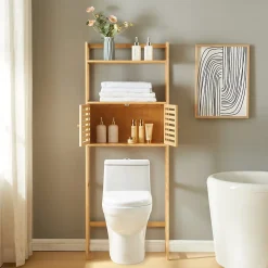 [En.Casa] Étagère de toilette Haugesund bambou 158 x 60 x 26 cm naturel en.casa