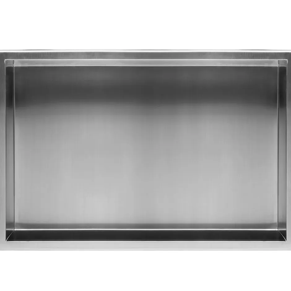 Rea ÉTAGÈRE D'ENCASTREMENT POUR SALLE DE BAINS 3 30X60X10 BRUSH STEEL* Etagère Salle De Bains
