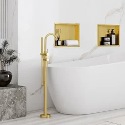 Rea ÉTAGÈRE D'ENCASTREMENT POUR SALLE DE BAINS 7 30X30X10 BRUSH GOLD