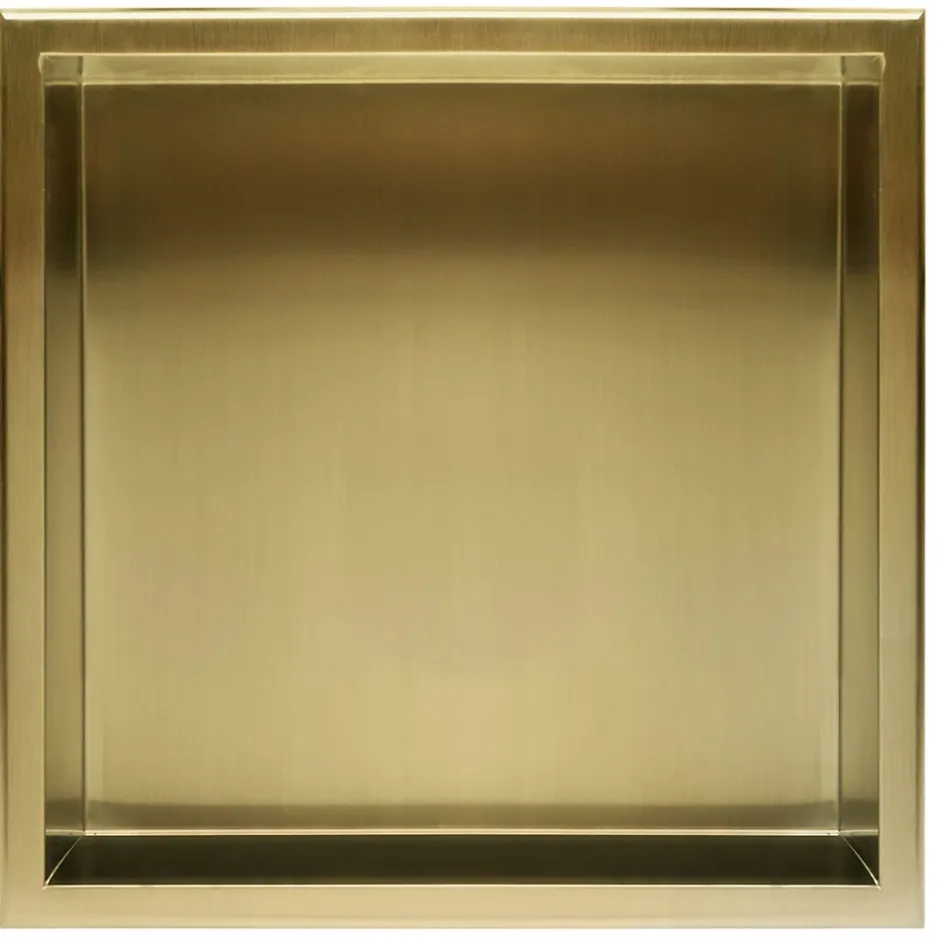 Rea ÉTAGÈRE D'ENCASTREMENT POUR SALLE DE BAINS 7 30X30X10 BRUSH GOLD