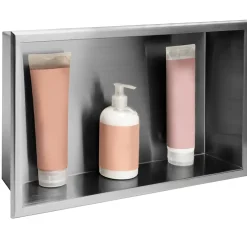 Rea ÉTAGÈRE D'ENCASTREMENT POUR SALLE DE BAINS 2 30X45X10 BRUSH STEEL