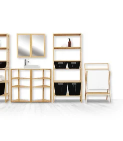 5Five Étagère haute 2 niveaux 30cm Bambou Lab'n modul -* Etagère Salle De Bains