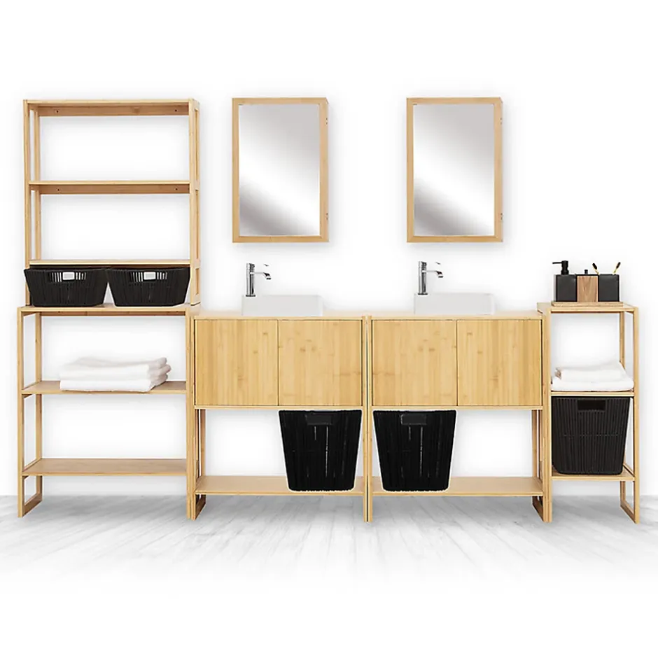 5Five Étagère haute 2 niveaux 30cm Bambou Lab'n modul -* Etagère Salle De Bains