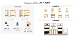 5Five Étagère haute 2 niveaux 30cm Bambou Lab'n modul -* Etagère Salle De Bains