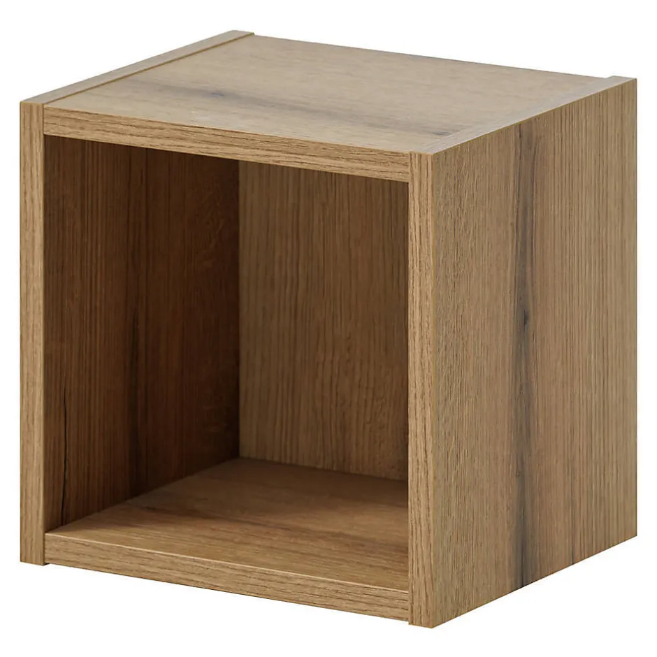 [En.Casa] Étagère murale de salle de bain Newport 27 x 25 x 21 cm effet chêne en.casa* Etagère Salle De Bains