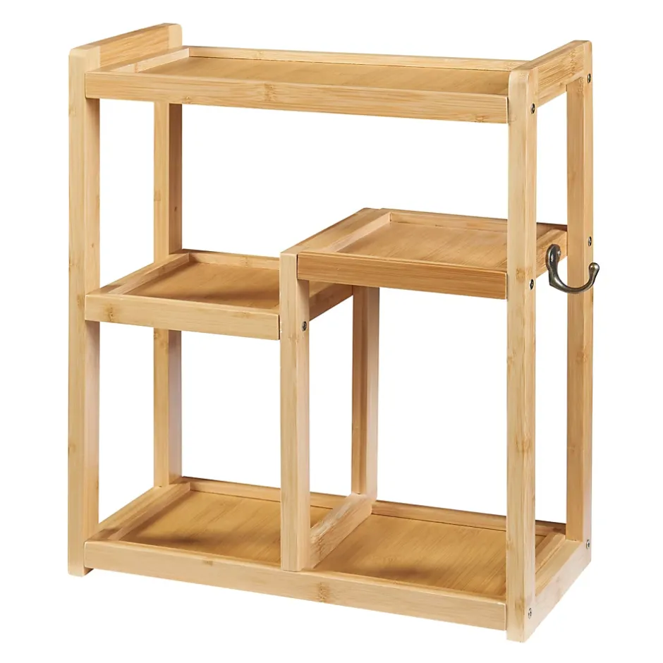 [En.Casa] Étagère murale pour salle de bain Höör bambou 42 x 37 x 17 cm naturel en.casa