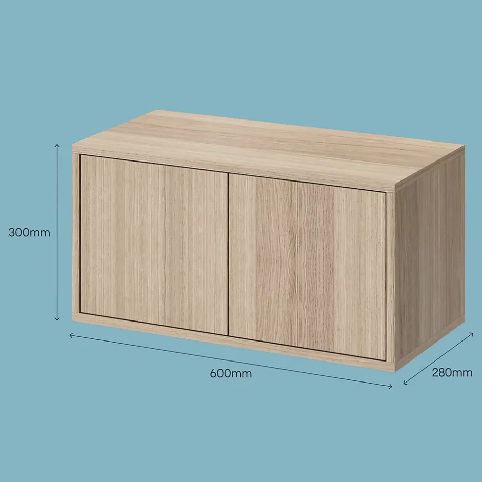 GoodHome Étagère murale rectangulaire avec portes Rigga effet chêne L. 60 cm* Accessoire Buanderie