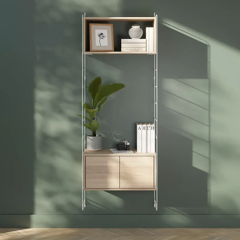 GoodHome Étagère murale rectangulaire avec portes Rigga effet chêne L. 60 cm* Accessoire Buanderie