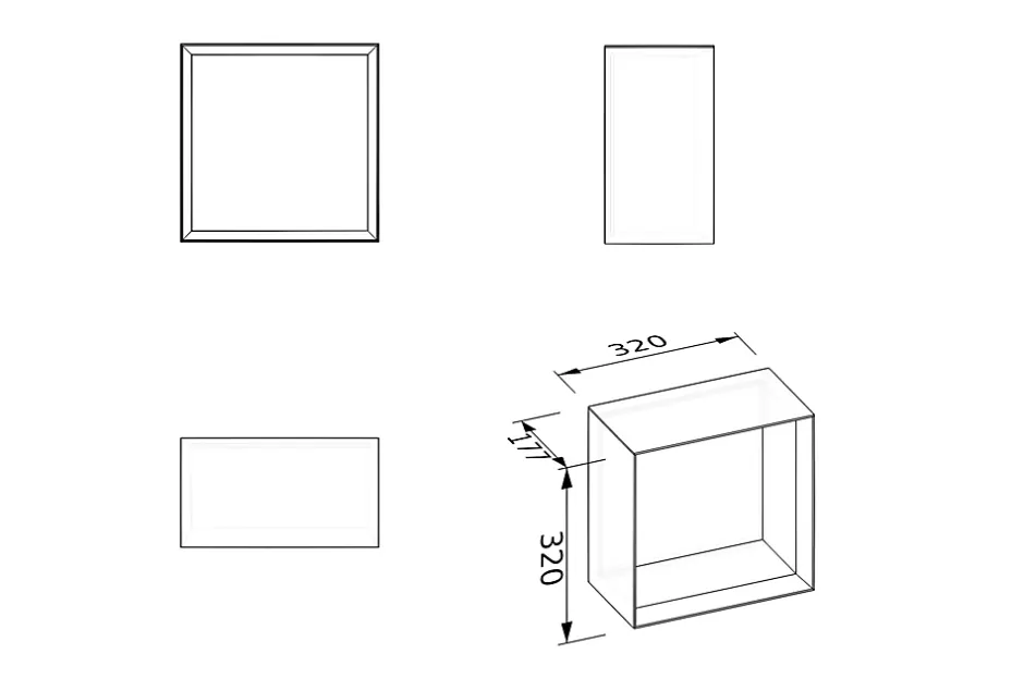 Bernstein Étagère murale suspendue carré design en MDF, résistant à l'humidité, laqué 7 fois - 32x32x17,7cm - ARCTIC 320 - Blanc mat* Etagère Salle De Bains