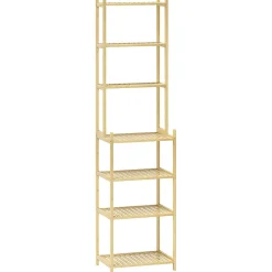 Homcom Étagère salle de bain bois bambou verni 7 niveaux étagères à lattes dim. 44 x 33 x 180 cm* Etagère Salle De Bains