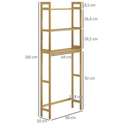 ProximaX Étagère WC autoportante 3 niveaux en bambou naturel, meuble salle de bain gain de place avec système anti-basculement