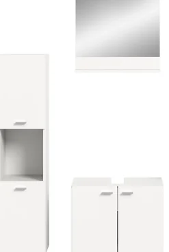 Chb Collection Tambo - Ensemble de 3 meubles de salle de bains (L/H/P : 102x186x33 cm) en mélaminé blanc, vasque non incluse