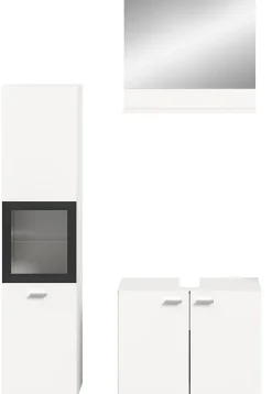 Chb Collection Tambo - Ensemble de 3 meubles de salle de bains (L/H/P : 102x186x33 cm) en mélaminé blanc, vasque non incluse* Meuble Sous Lavabo