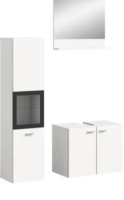 Chb Collection Tambo - Ensemble de 3 meubles de salle de bains (L/H/P : 102x186x33 cm) en mélaminé blanc, vasque non incluse* Meuble Sous Lavabo