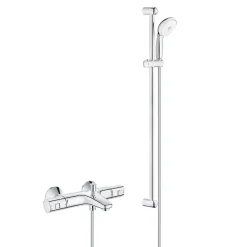 Grohe Tempesta 100 ensemble de douche complet 3 jets + mitigeur thermostatique bain/douche 1/2", chrome (34598000-28789002)