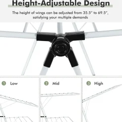 Giantex étendoir à Linge à 2 Niveaux,avec Barre de Support Réglable,26 Pinces,Cintre à Linge Pliable,Gain de Place et Collapsible* Etendoir À Linge