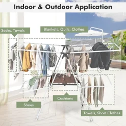 Giantex étendoir à Linge à 2 Niveaux,avec Barre de Support Réglable,26 Pinces,Cintre à Linge Pliable,Gain de Place et Collapsible* Etendoir À Linge