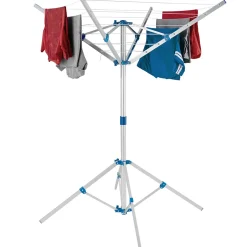 Tectake Étendoir à linge avec pied en Aluminium Pliable 102 x 102 x 160 cm gris