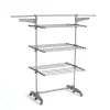 Kitchen Move Étendoir à linge multifonction sur roulettes grande capacité 25 m 3 niveaux et 2 portes-cintres, gris et inox, Extra Plus* Etendoir À Linge