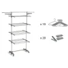 Kitchen Move Étendoir à linge multifonction sur roulettes 25 m d'étendage, 30 accessoires, 4 niveaux et 2 portes-cintres, gris et inox, Access* Etendoir À Linge