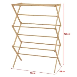 [En.Casa] Étendoir à linge pliable Grinau bambou 128 x 72 x 44 cm naturel en.casa