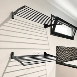 Foxydry Étendoir mural noir pliant alu 100x50x10cm bas Fold Down 100* Etendoir À Linge