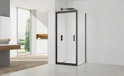 Swiss Aqua Technologies TEX-C ensemble porte compact/paroi 100x90cm anticalcaire avec profilés noir mat (SATTEXC100S90C)* Porte De Douche