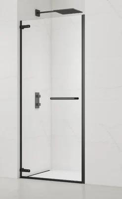 Swiss Aqua Technologies TGD NEW Porte de douche 100x200cm pivotante anticalcaire avec profilé noir mat (SATTGDO100NIKAC)