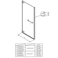 Swiss Aqua Technologies TGD NEW Porte de douche 100x200cm pivotante anticalcaire avec profilé noir mat (SATTGDO100NIKAC)