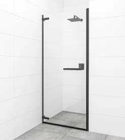 Swiss Aqua Technologies TGD NEW Porte de douche 100x200cm pivotante anticalcaire avec profilé noir mat (SATTGDO100NIKAC)