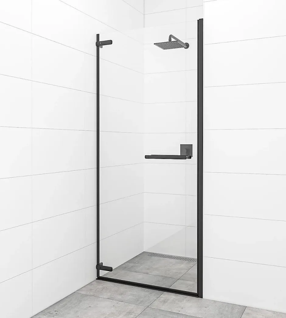 Swiss Aqua Technologies TGD NEW Porte de douche 100x200cm pivotante anticalcaire avec profilé noir mat (SATTGDO100NIKAC)