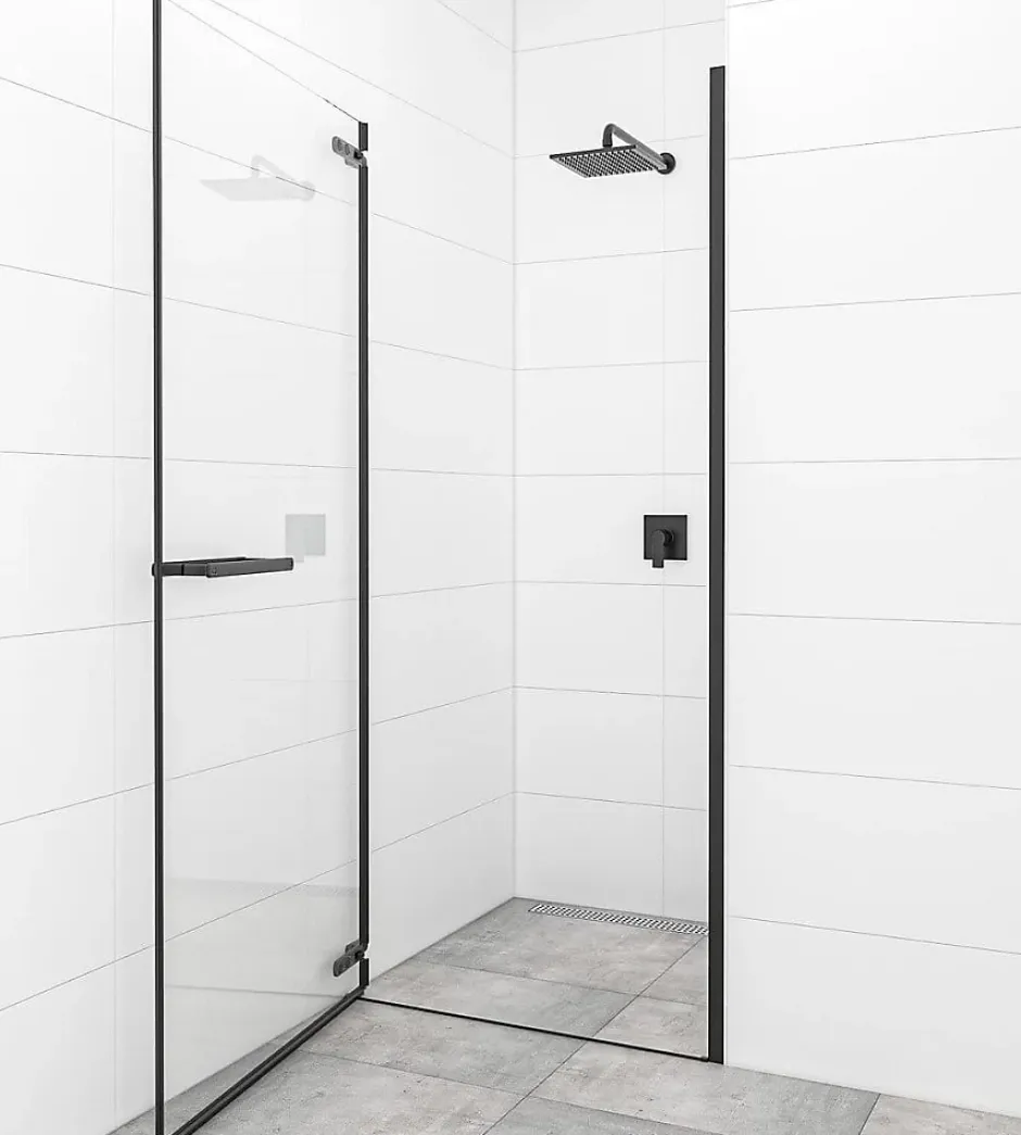 Swiss Aqua Technologies TGD NEW Porte de douche 100x200cm pivotante anticalcaire avec profilé noir mat (SATTGDO100NIKAC)