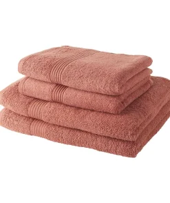 Todays Tools TODAY Lot de 2 Serviettes de Bain 50x100 cm + 2 Draps de Bain 70x130 cm Terracotta 100% coton
