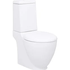 Vidaxl Toilette en céramique écoulement d eau à l arrière blanc* Wc À Poser