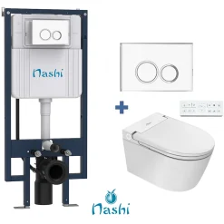Nashi Toilette japonaise EOS suspendue avec bâti-support, WC lavant automatique, mural gamme supérieure
