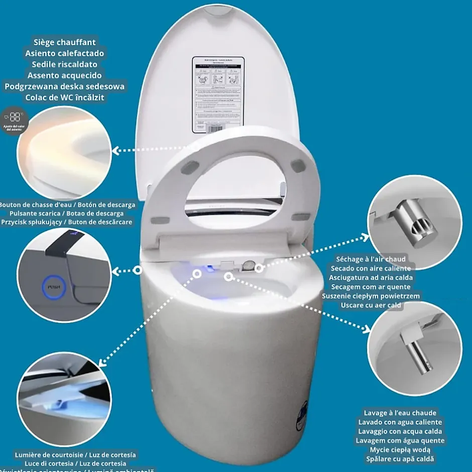 Nashi Toilette japonaise ALDARA NEW SORTIE DUALE, WC lavant automatique, injecteur acier inoxydable, canule séchage, gamme premium* Wc Japonais