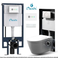 Nashi Toilette japonaise EOS suspendue avec bâti-support, WC lavant automatique, gamme supérieure* Wc Japonais