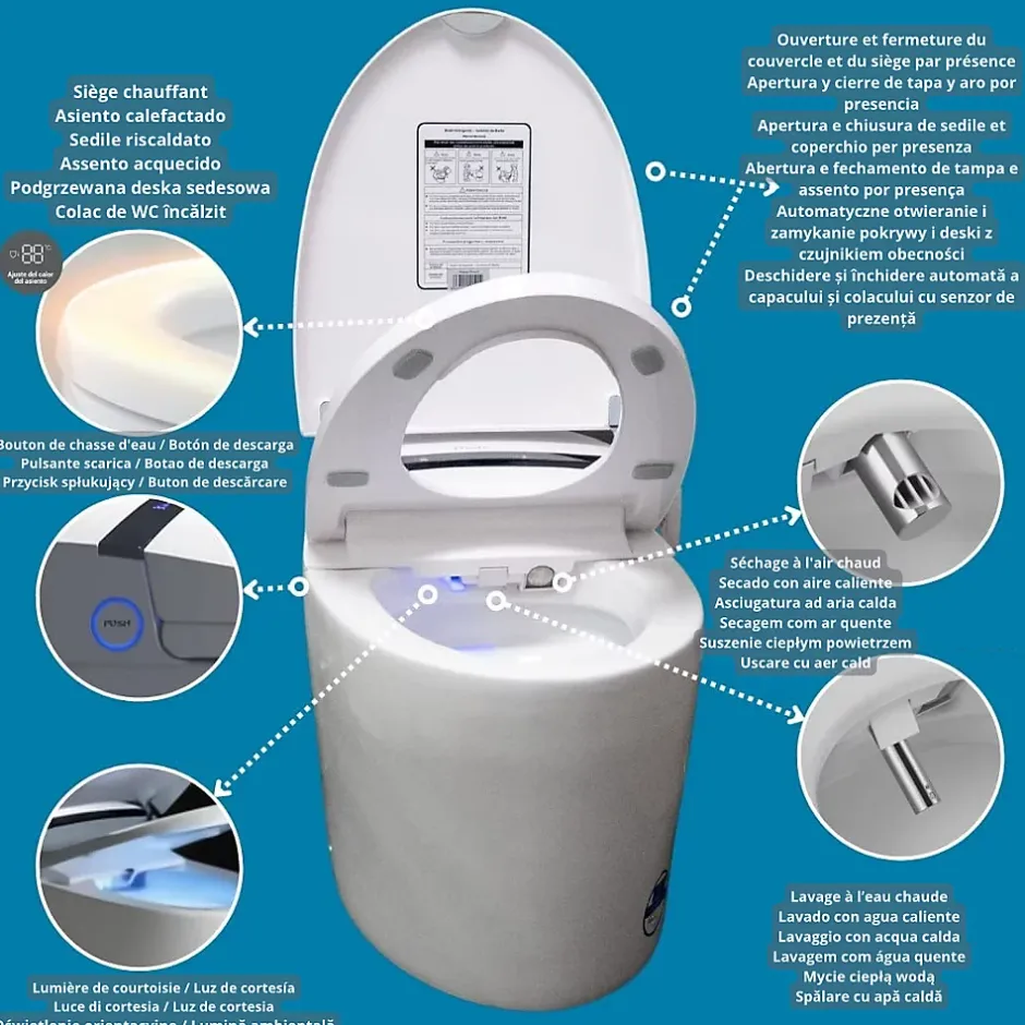 Nashi Toilette japonaise ALDARA IPLUS 5 SORTIE DUALE, WC lavant automatique, injecteur en titane, canule de séchage, gamme premium* Wc Japonais