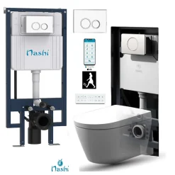 Nashi Toilette japonaise EOS PRO suspendue avec bâti-support, WC lavant automatique, gamme supérieure