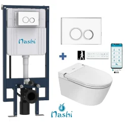 Nashi Toilette japonaise EOS PRO suspendue avec bâti-support, WC lavant automatique, gamme supérieure* Wc Japonais