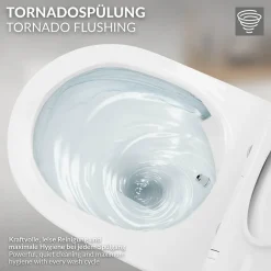 Luxebath Toilette suspendu sans rebord blanc WC Soft Close fonction bidet salle de bain